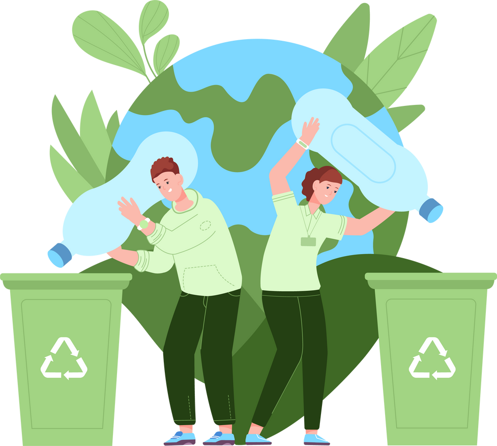 Volunteers collect plastic waste. Green planet saving